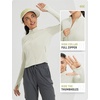 image:imagebaleaf Womens UPF 50 Sun Crop Shirt with Pockets Full Zip Cooling Quick Dry Long Sleeve Jacket for Golf HikingRaw Linen
