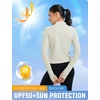 image:imagebaleaf Womens UPF 50 Sun Crop Shirt with Pockets Full Zip Cooling Quick Dry Long Sleeve Jacket for Golf HikingRaw Linen