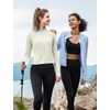 image:imagebaleaf Womens UPF 50 Sun Crop Shirt with Pockets Full Zip Cooling Quick Dry Long Sleeve Jacket for Golf HikingRaw Linen