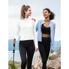 image:imagebaleaf Womens UPF 50 Sun Crop Shirt with Pockets Full Zip Cooling Quick Dry Long Sleeve Jacket for Golf HikingUltra White