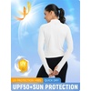 image:imagebaleaf Womens UPF 50 Sun Crop Shirt with Pockets Full Zip Cooling Quick Dry Long Sleeve Jacket for Golf HikingUltra White
