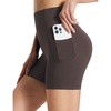 image:imagebaleaf Womens 8 5 3 Biker Shorts High Waist Yoga Workout Gym Running Volleyball Spandex Shorts with PocketsBrownstretchierlycra