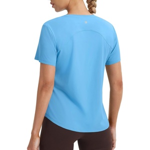 image:imagebaleaf Ice Cooling Short Sleeve Workout Tops for Women Running Shirts UPF 50 Athletic Tennis Yoga Split Back Quick DryBlue