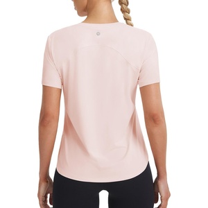image:imagebaleaf Ice Cooling Short Sleeve Workout Tops for Women Running Shirts UPF 50 Athletic Tennis Yoga Split Back Quick DryLight Pink