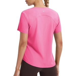 image:imagebaleaf Ice Cooling Short Sleeve Workout Tops for Women Running Shirts UPF 50 Athletic Tennis Yoga Split Back Quick DryPink