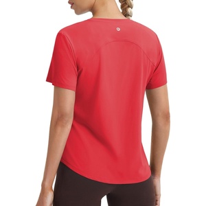 image:imagebaleaf Ice Cooling Short Sleeve Workout Tops for Women Running Shirts UPF 50 Athletic Tennis Yoga Split Back Quick DryRed