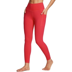 image:imagebaleaf Womens Leggings with Pockets Tummy Control Workout High Waisted Athletic 78 Ultra Soft Gym Yoga Ankle PantsFiery Red