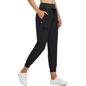 image:imagebaleaf Womens Lightweight Hiking Pants Water Resistant Quick Dry Joggers with 5 Zipper Pockets UPF 50 for Travel HikingBlack 255 Inseam