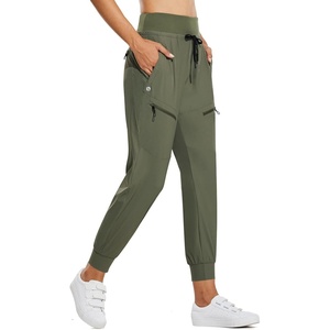 image:imagebaleaf Womens Lightweight Hiking Pants Water Resistant Quick Dry Joggers with 5 Zipper Pockets UPF 50 for Travel HikingRifle Green 255 Inseam