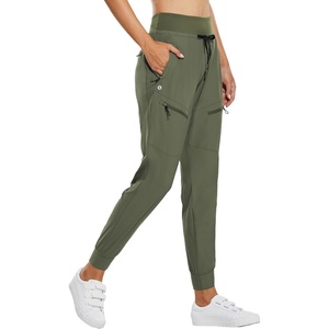 image:imagebaleaf Womens Lightweight Hiking Pants Water Resistant Quick Dry Joggers with 5 Zipper Pockets UPF 50 for Travel HikingRifle Green 28 Inseam