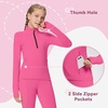 image:imagebaleaf Girls Long Sleeve Shirts Fleece Jacket Fall Half Zip Pullover Kids Sweatshirts Athletic Thermal CoatApink