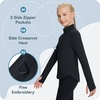 image:imagebaleaf Girls Long Sleeve Shirts Fleece Jacket Fall Half Zip Pullover Kids Sweatshirts Athletic Thermal CoatBblack