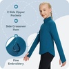 image:imagebaleaf Girls Long Sleeve Shirts Fleece Jacket Fall Half Zip Pullover Kids Sweatshirts Athletic Thermal CoatBblue