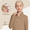 image:imagebaleaf Girls Long Sleeve Shirts Fleece Jacket Fall Half Zip Pullover Kids Sweatshirts Athletic Thermal CoatBbrown