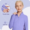 image:imagebaleaf Girls Long Sleeve Shirts Fleece Jacket Fall Half Zip Pullover Kids Sweatshirts Athletic Thermal CoatBpurple