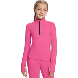 image:imagebaleaf Girls Long Sleeve Shirts Fleece Jacket Fall Half Zip Pullover Kids Sweatshirts Athletic Thermal CoatApink