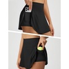 image:imagebaleaf Womens Tennis Skirts Double Ruffle Athletic Pickleball Mini Skirt with Pockets High Waisted Tummy Control UPF50Black