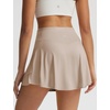 image:imagebaleaf Womens Tennis Skirts Double Ruffle Athletic Pickleball Mini Skirt with Pockets High Waisted Tummy Control UPF50Khaki