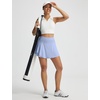 image:imagebaleaf Womens Tennis Skirts Double Ruffle Athletic Pickleball Mini Skirt with Pockets High Waisted Tummy Control UPF50Light Blue