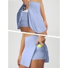image:imagebaleaf Womens Tennis Skirts Double Ruffle Athletic Pickleball Mini Skirt with Pockets High Waisted Tummy Control UPF50Light Blue