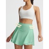 image:imagebaleaf Womens Tennis Skirts Double Ruffle Athletic Pickleball Mini Skirt with Pockets High Waisted Tummy Control UPF50Light Green