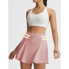 image:imagebaleaf Womens Tennis Skirts Double Ruffle Athletic Pickleball Mini Skirt with Pockets High Waisted Tummy Control UPF50Light Pink