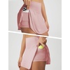 image:imagebaleaf Womens Tennis Skirts Double Ruffle Athletic Pickleball Mini Skirt with Pockets High Waisted Tummy Control UPF50Light Pink