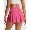 image:imagebaleaf Womens Tennis Skirts Double Ruffle Athletic Pickleball Mini Skirt with Pockets High Waisted Tummy Control UPF50Pink