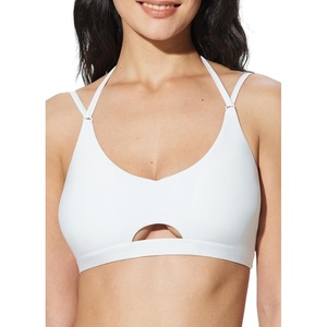 image:imagebaleaf Womens Bikini Top Only Tie Halter Push Up Swim Bra V Neck Bathing Suit Swimsuit Top PaddedWhite