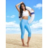 image:imagebaleaf Womens 18 High Waisted Swim Pants Long Swim Capris UPF50 Swimsuit with Liner and PocketsBlue