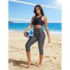 image:imagebaleaf Womens 18 High Waisted Swim Pants Long Swim Capris UPF50 Swimsuit with Liner and PocketsDark Gray
