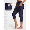 image:imagebaleaf Womens 18 High Waisted Swim Pants Long Swim Capris UPF50 Swimsuit with Liner and PocketsNavy Blue