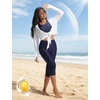 image:imagebaleaf Womens 18 High Waisted Swim Pants Long Swim Capris UPF50 Swimsuit with Liner and PocketsNavy Blue