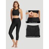 image:imagebaleaf Womens 20 High Waisted Swim Pants 2025 Long Swim Capris UPF50 Swimsuit with Liner and PocketsBlack