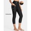 image:imagebaleaf Womens 20 High Waisted Swim Pants 2025 Long Swim Capris UPF50 Swimsuit with Liner and PocketsBlack