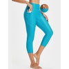 image:imagebaleaf Womens 20 High Waisted Swim Pants 2025 Long Swim Capris UPF50 Swimsuit with Liner and PocketsGlacier Blue