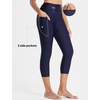 image:imagebaleaf Womens 20 High Waisted Swim Pants 2025 Long Swim Capris UPF50 Swimsuit with Liner and PocketsNavy