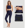 image:imagebaleaf Womens 20 High Waisted Swim Pants 2025 Long Swim Capris UPF50 Swimsuit with Liner and PocketsNavy