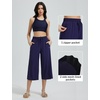 image:imagebaleaf Womens Capri Beach Pants Wide Leg Quick Dry Lightweight Capris UPF50 Casual Sweatpants Swim Pants