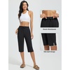 image:imagebaleaf Womens Long Shorts Quick Dry 15 Swim Pants with Liner UPF50 Swim Capris with PocketsBlack
