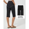 image:imagebaleaf Womens Long Shorts Quick Dry 15 Swim Pants with Liner UPF50 Swim Capris with PocketsBlack