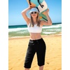 image:imagebaleaf Womens Long Shorts Quick Dry 15 Swim Pants with Liner UPF50 Swim Capris with PocketsBlack