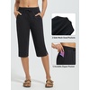 image:imagebaleaf Womens Long Shorts Quick Dry 15 Swim Pants with Liner UPF50 Swim Capris with PocketsBlack
