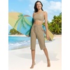 image:imagebaleaf Womens Long Shorts Quick Dry 15 Swim Pants with Liner UPF50 Swim Capris with PocketsBrown
