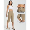 image:imagebaleaf Womens Long Shorts Quick Dry 15 Swim Pants with Liner UPF50 Swim Capris with PocketsBrown