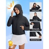 image:imagebaleaf Womens Sun Jackets Packable Long Sleeve Lightweight Crop Windbreak UV Shirt UPF 50 Zip Up Sun Hoodie Athletic HikingBlack