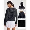 image:imagebaleaf Womens Sun Jackets Packable Long Sleeve Lightweight Crop Windbreak UV Shirt UPF 50 Zip Up Sun Hoodie Athletic HikingBlack