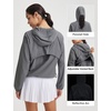 image:imagebaleaf Womens Sun Jackets Packable Long Sleeve Lightweight Crop Windbreak UV Shirt UPF 50 Zip Up Sun Hoodie Athletic HikingDark Gray