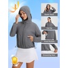 image:imagebaleaf Womens Sun Jackets Packable Long Sleeve Lightweight Crop Windbreak UV Shirt UPF 50 Zip Up Sun Hoodie Athletic HikingDark Gray