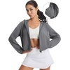 image:imagebaleaf Womens Sun Jackets Packable Long Sleeve Lightweight Crop Windbreak UV Shirt UPF 50 Zip Up Sun Hoodie Athletic HikingDark Gray